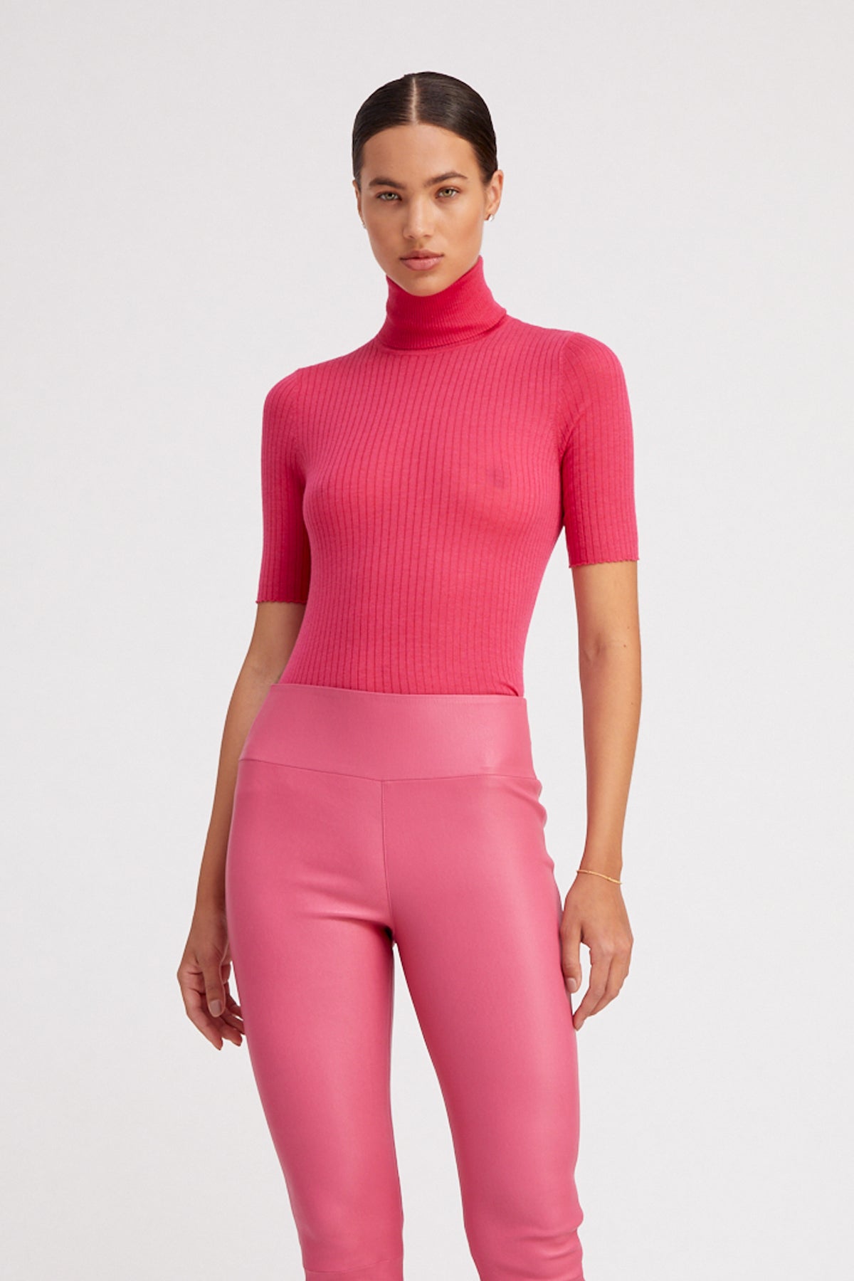 Pink short sleeve turtleneck hotsell