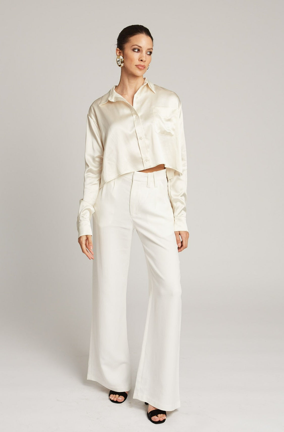 White crepe outlet trousers