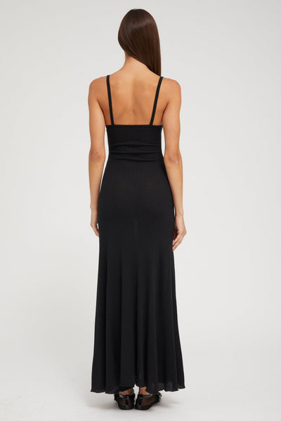 Black Cashmere Rib Maxi Dress