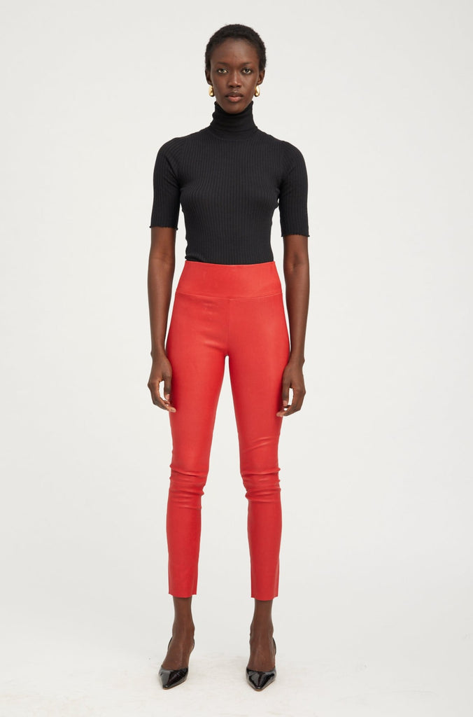 Red Leather Ankle Leggings – SPRWMN