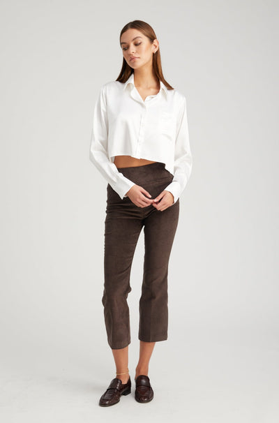 Dark Chocolate Corduroy Crop Flare Pants