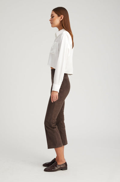 Dark Chocolate Corduroy Crop Flare Pants