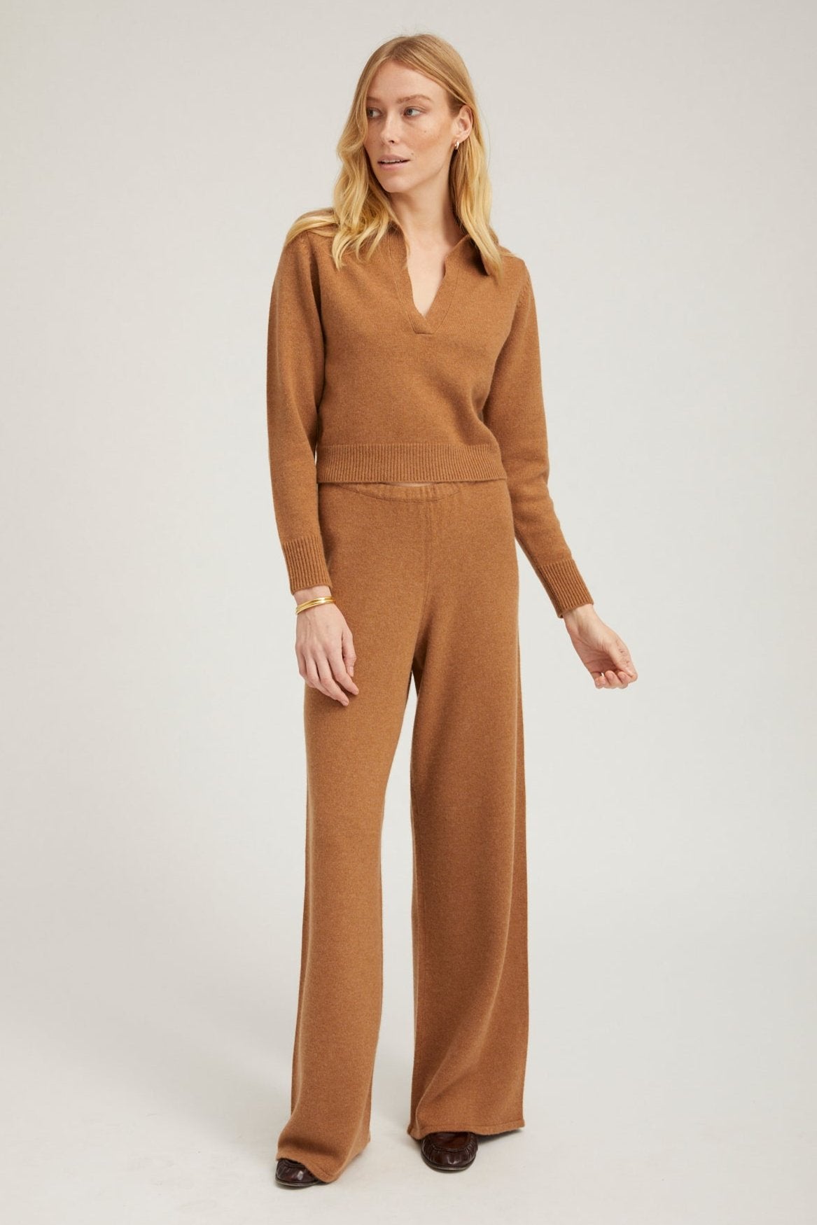 Tan Cashmere Easy Pants