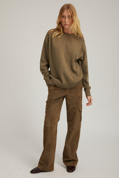 Olive Cashmere Boyfriend Sweater