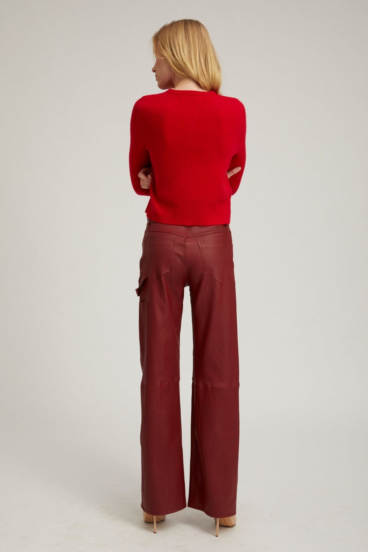 Cherry Leather Carpenter Pants