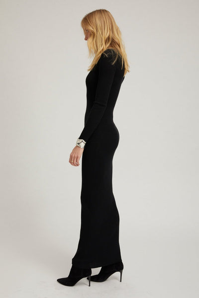 Black Cashmere Crew Neck Maxi Dress