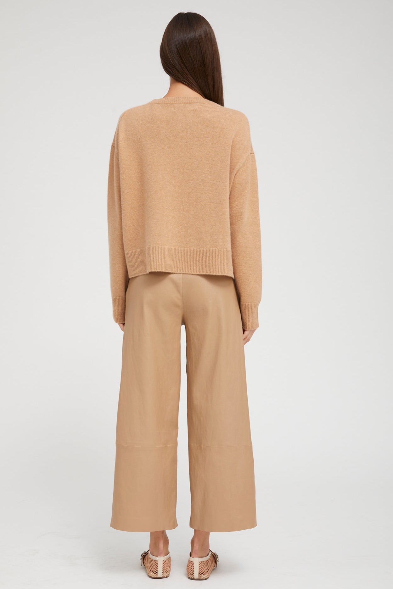 Desert Leather Cropped Baggy Pants