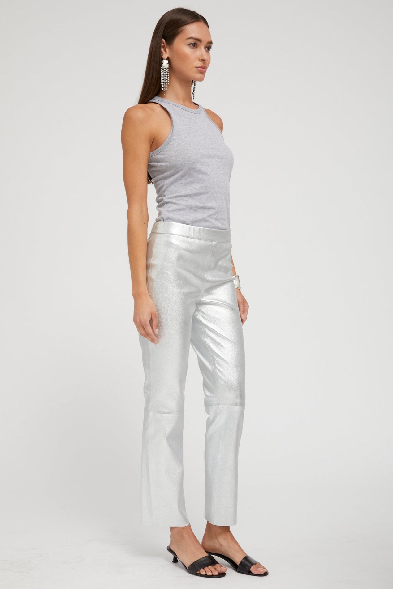 Metallic Silver Leather Sophia Pull On