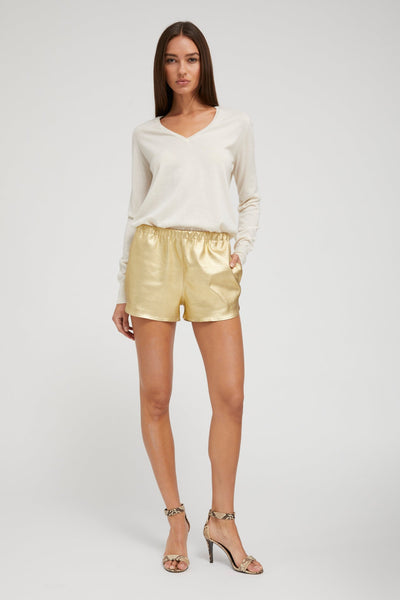 Gold Leather Dolphin Shorts