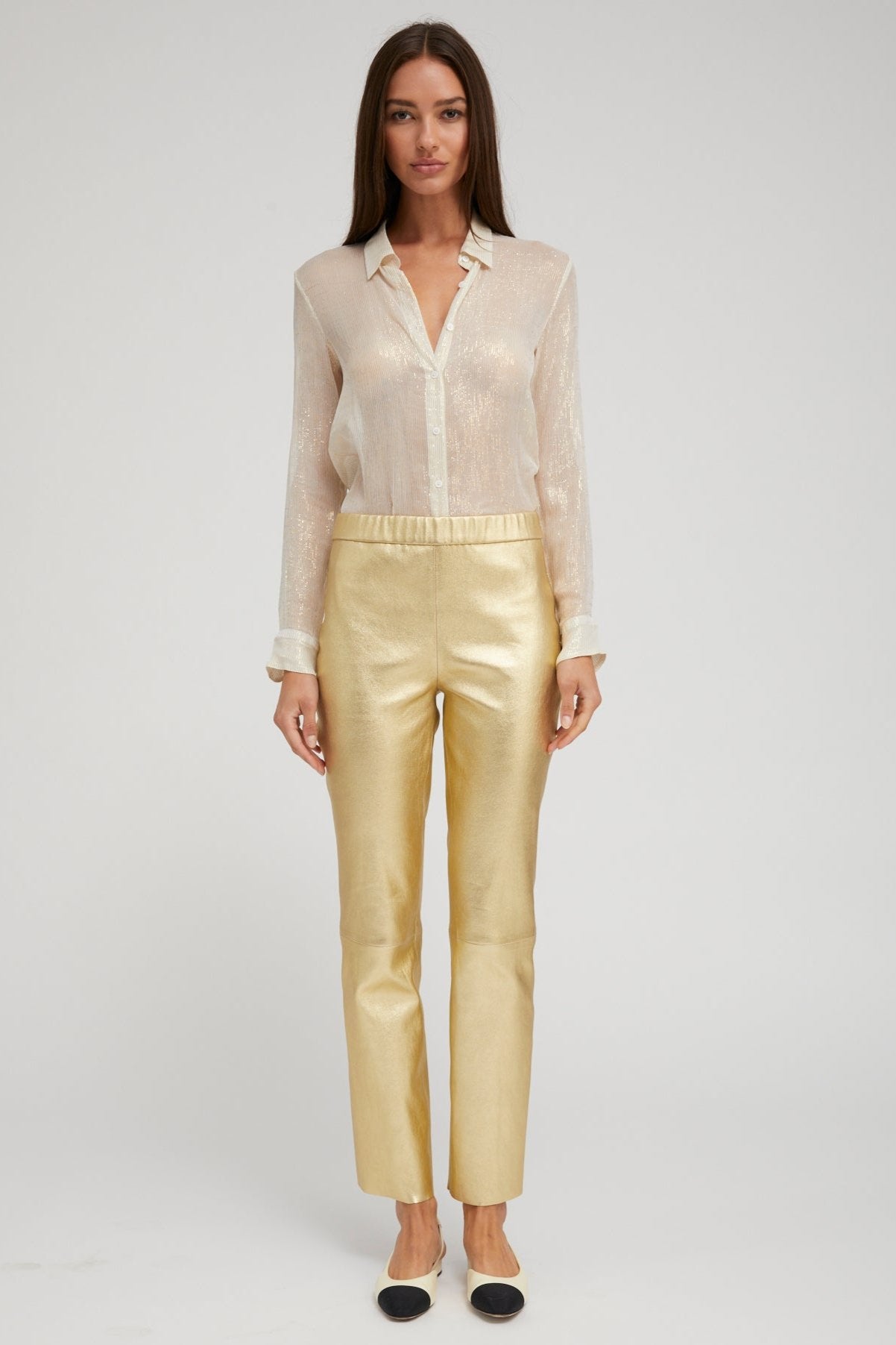 Metallic Gold Leather Sophia Pull On