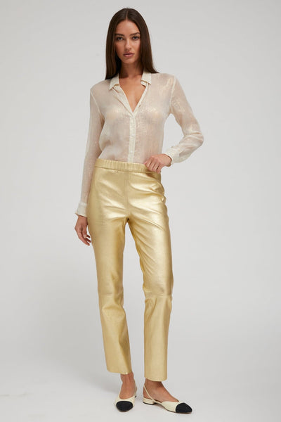 Metallic Gold Leather Sophia Pull On