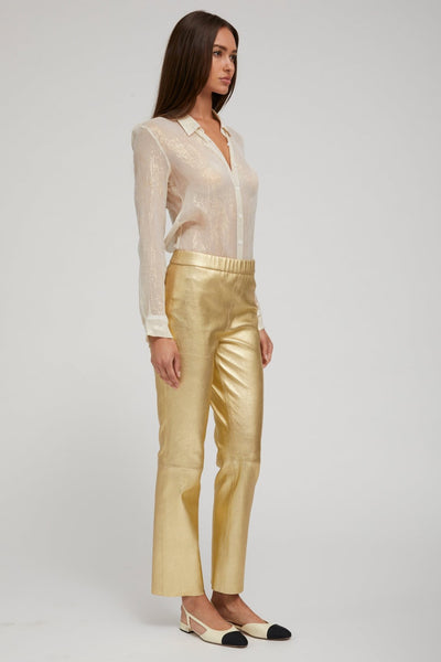 Metallic Gold Leather Sophia Pull On