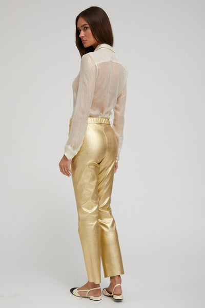 Metallic Gold Leather Sophia Pull On