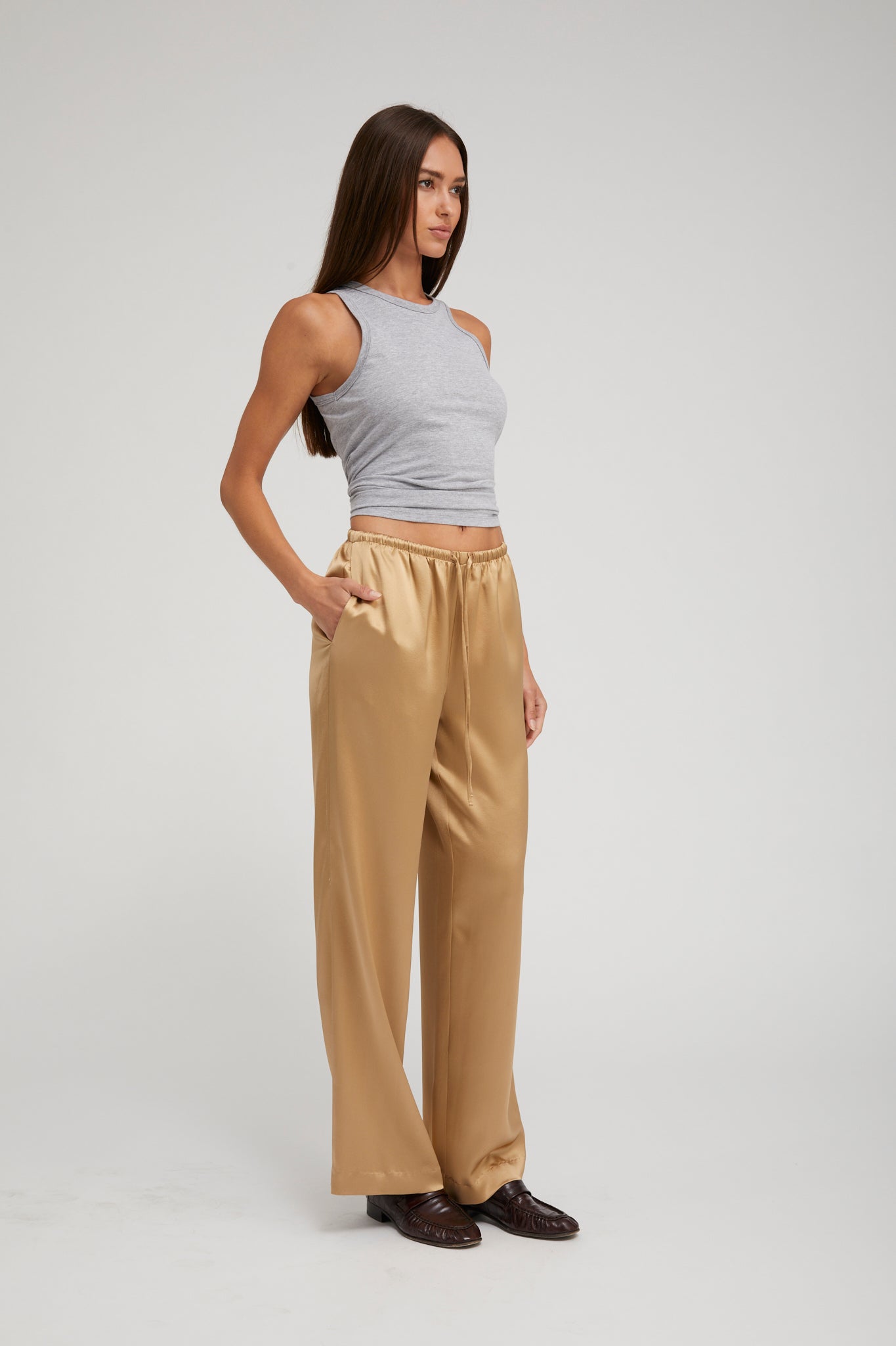 Khaki Silk Kauai Pants