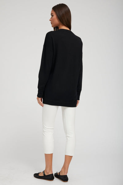 Black Cashmere Boyfriend Cardigan