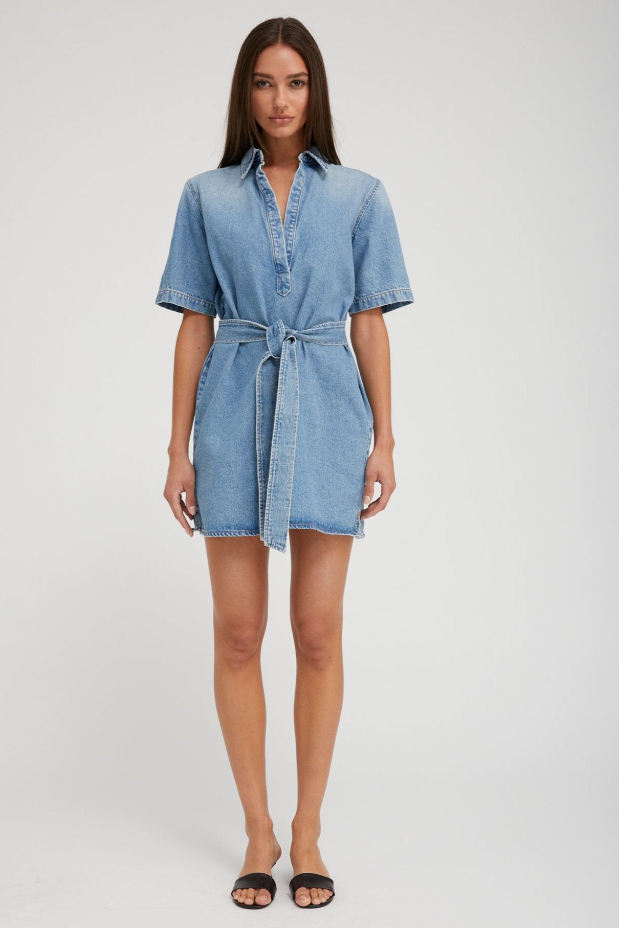 Paradis Denim Mini Henley Dress