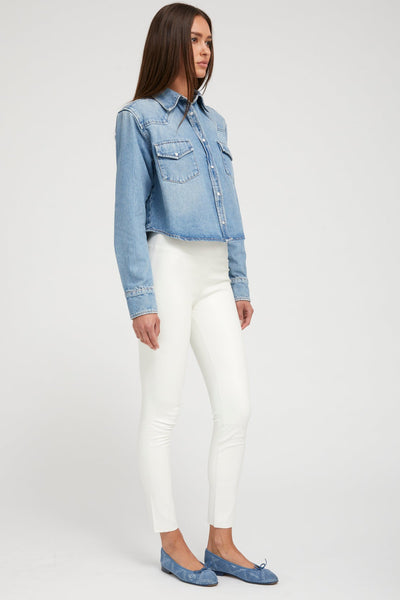 Paradis Denim Cropped Western Button Down