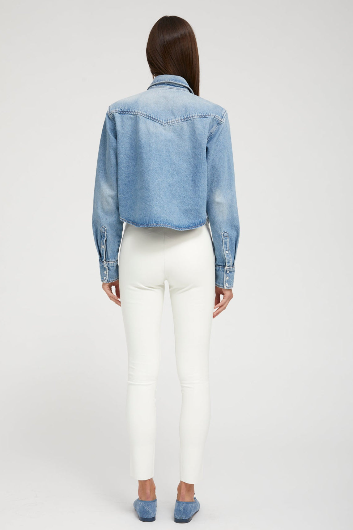 Paradis Denim Cropped Western Button Down