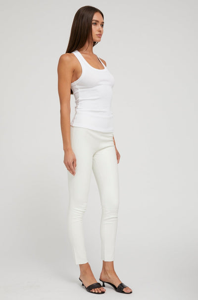 White Leather Ankle Leggings