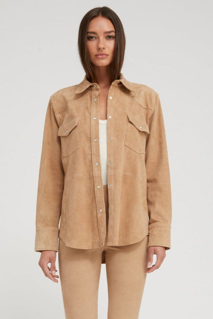 Sand Suede Western Button Down