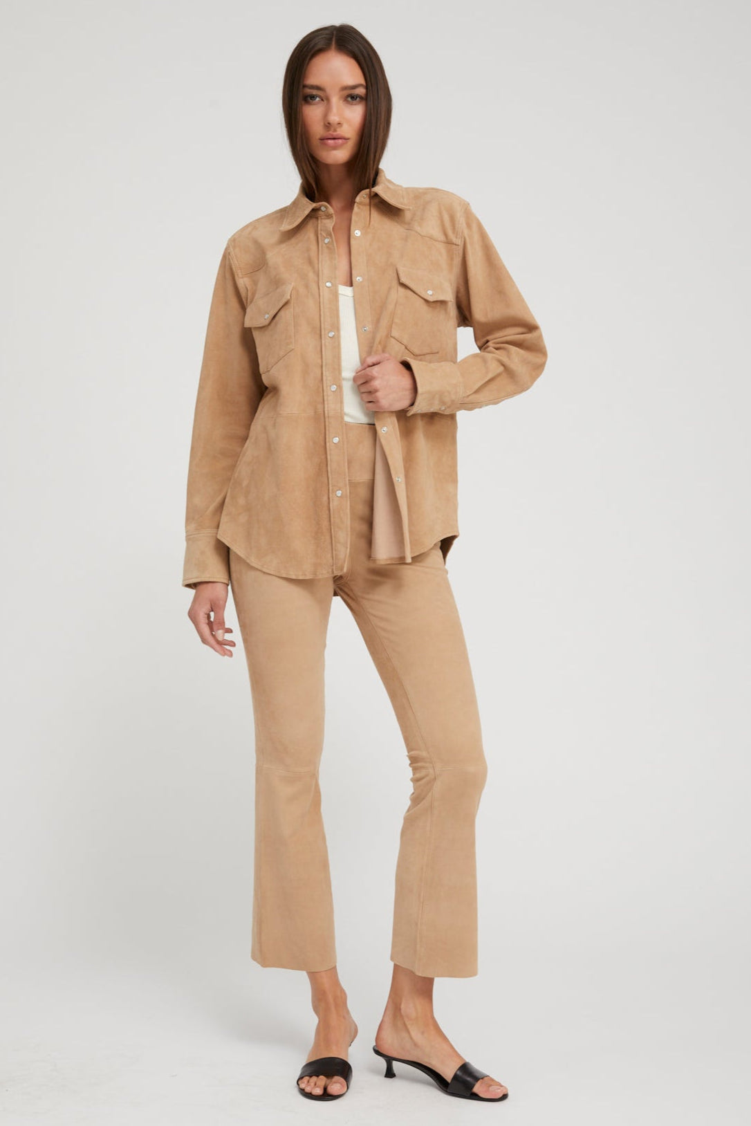 Sand Suede Western Button Down