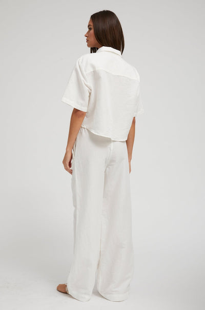 White Linen Drawstring Pants