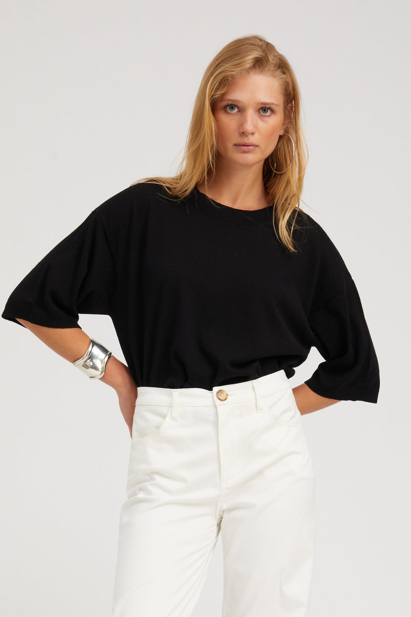 Black Cashmere Boxy T-Shirt