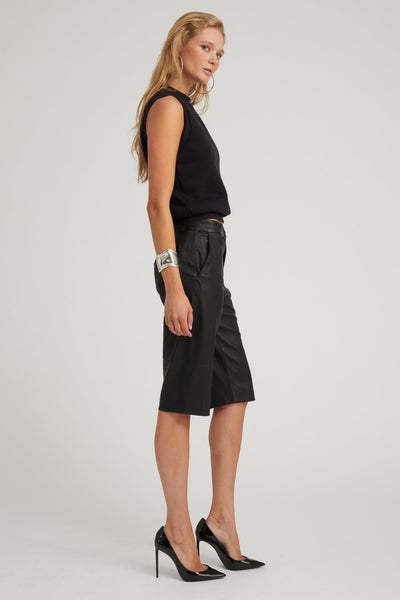 Black Leather Bermuda Shorts