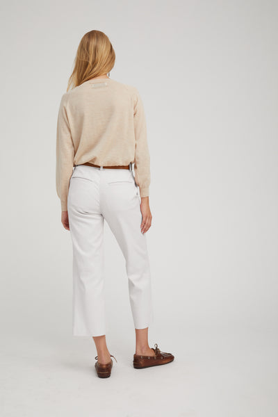 White Leather Cropped Trousers