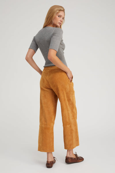 Nutmeg Suede Cropped Baggy Pants