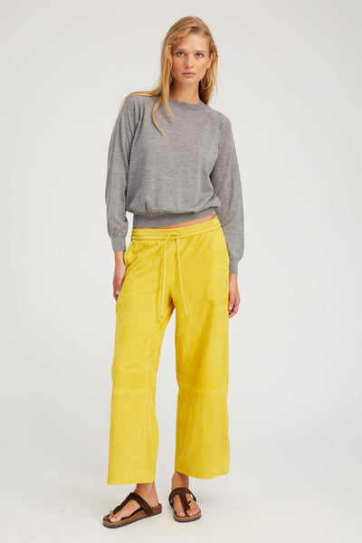 Limoncello Suede Cropped Baggy Pants