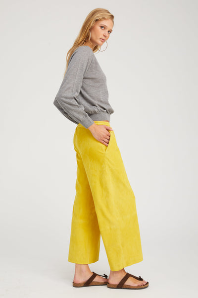 Limoncello Suede Cropped Baggy Pants