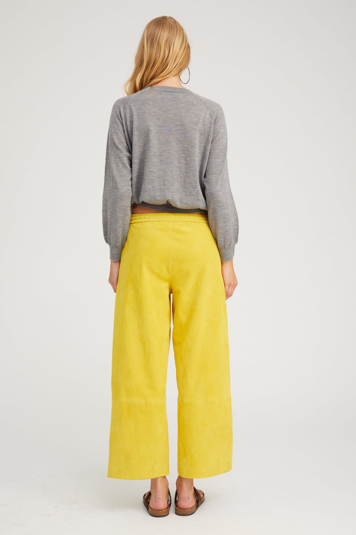 Limoncello Suede Cropped Baggy Pants