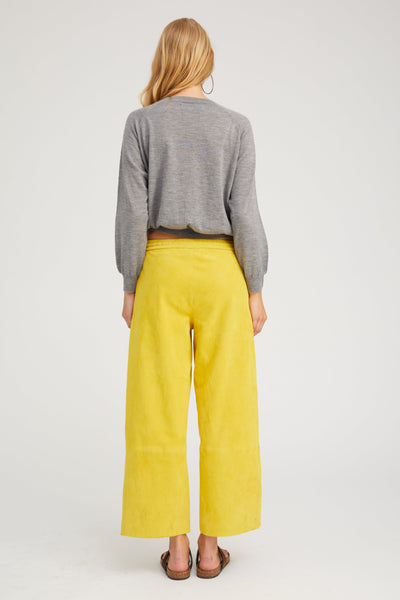 Limoncello Suede Cropped Baggy Pants