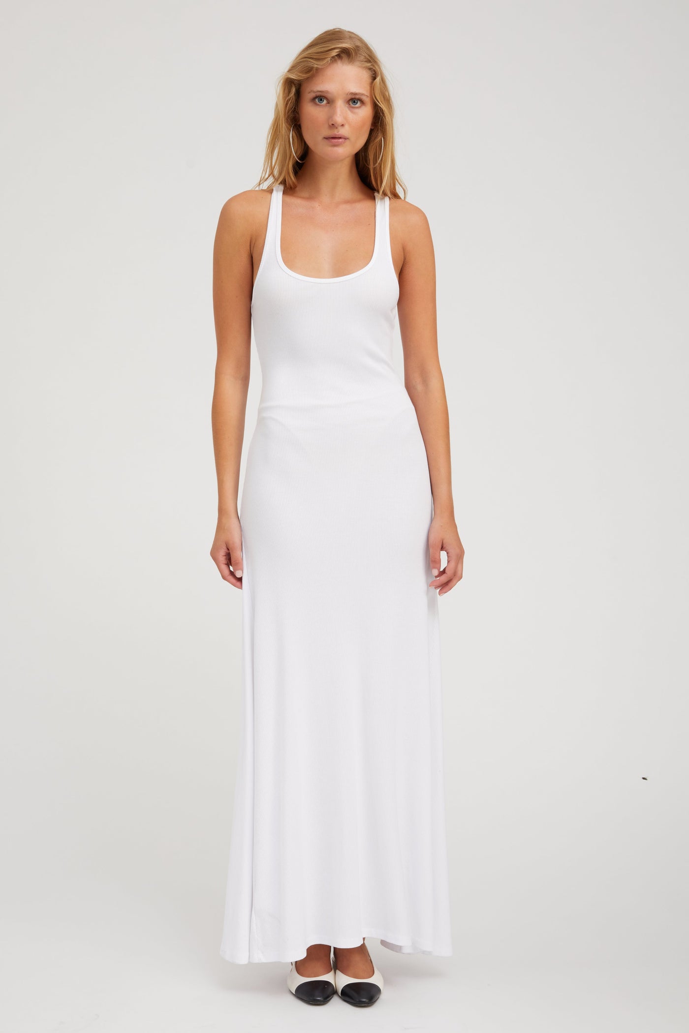 White Rib Tank Maxi Dress