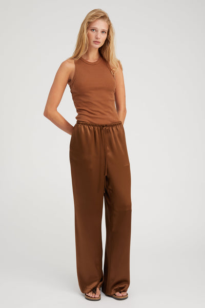 Brown Silk Kauai Pants