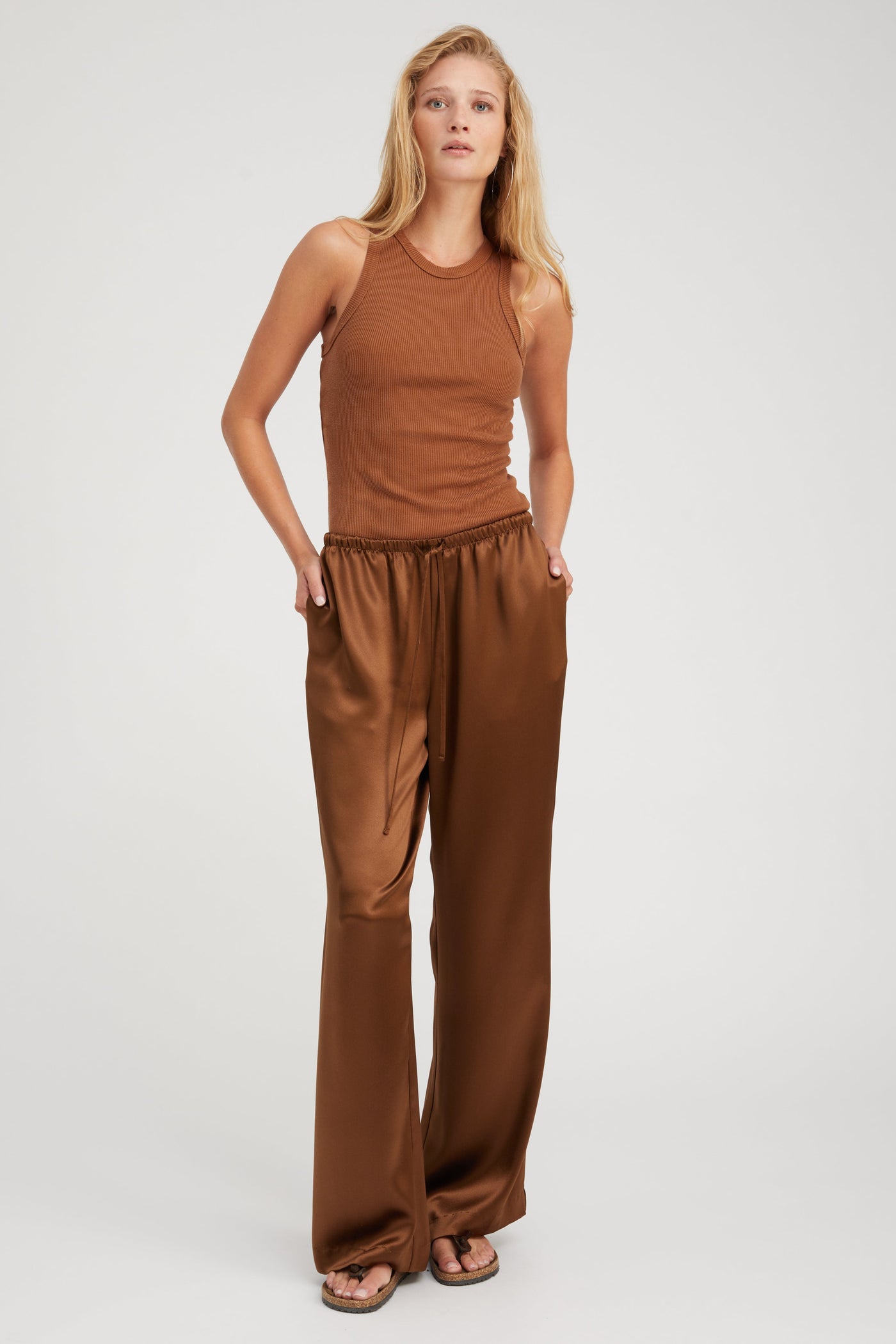 Brown Silk Kauai Pants