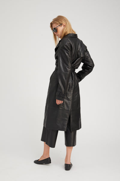 Belle de Jour Black Leather Trench