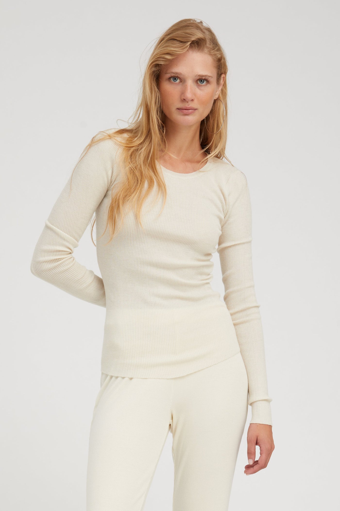 Ivory Cashmere Long Sleeve Baby Tee