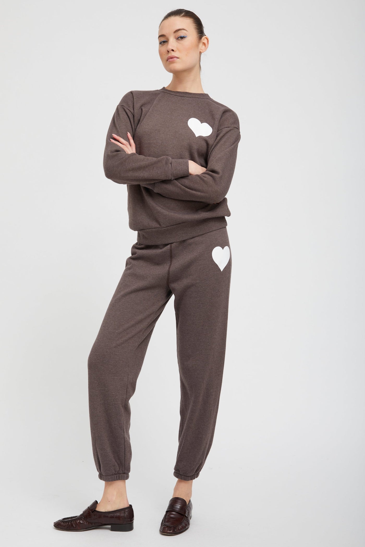 Heather Brown Heart Sweatpants