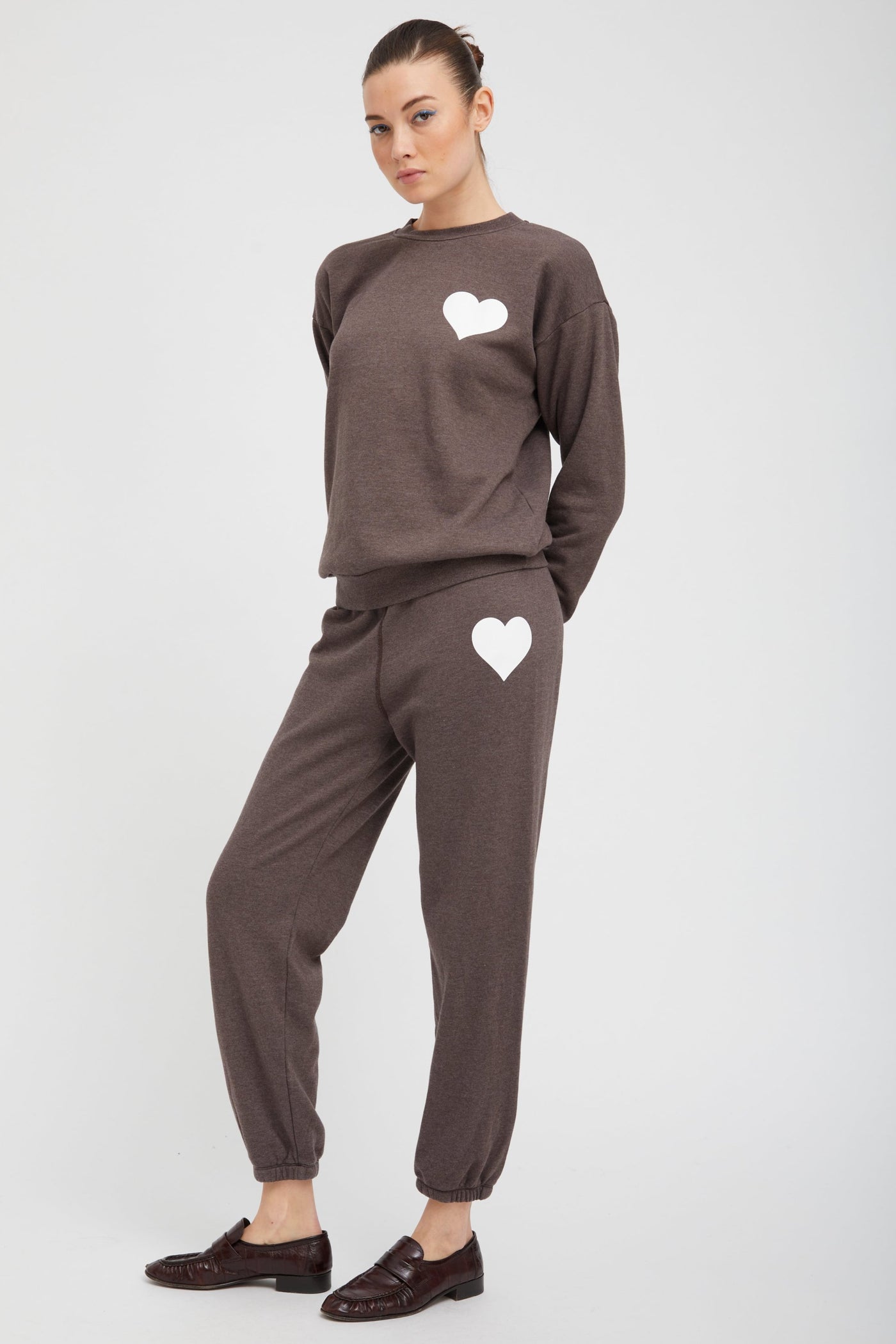 Heather Brown Heart Sweatpants