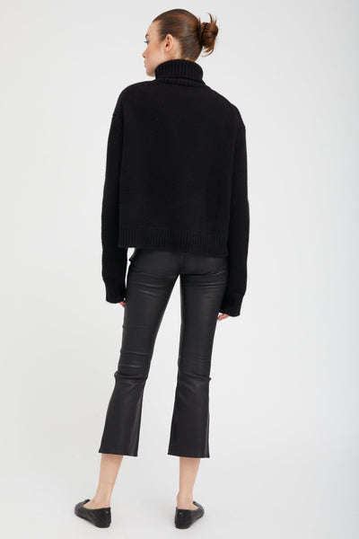 Black Cashmere Heavy Turtleneck Sweater