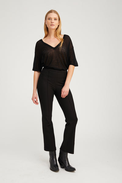 Black Casanova Ankle Flare Pintuck Pants