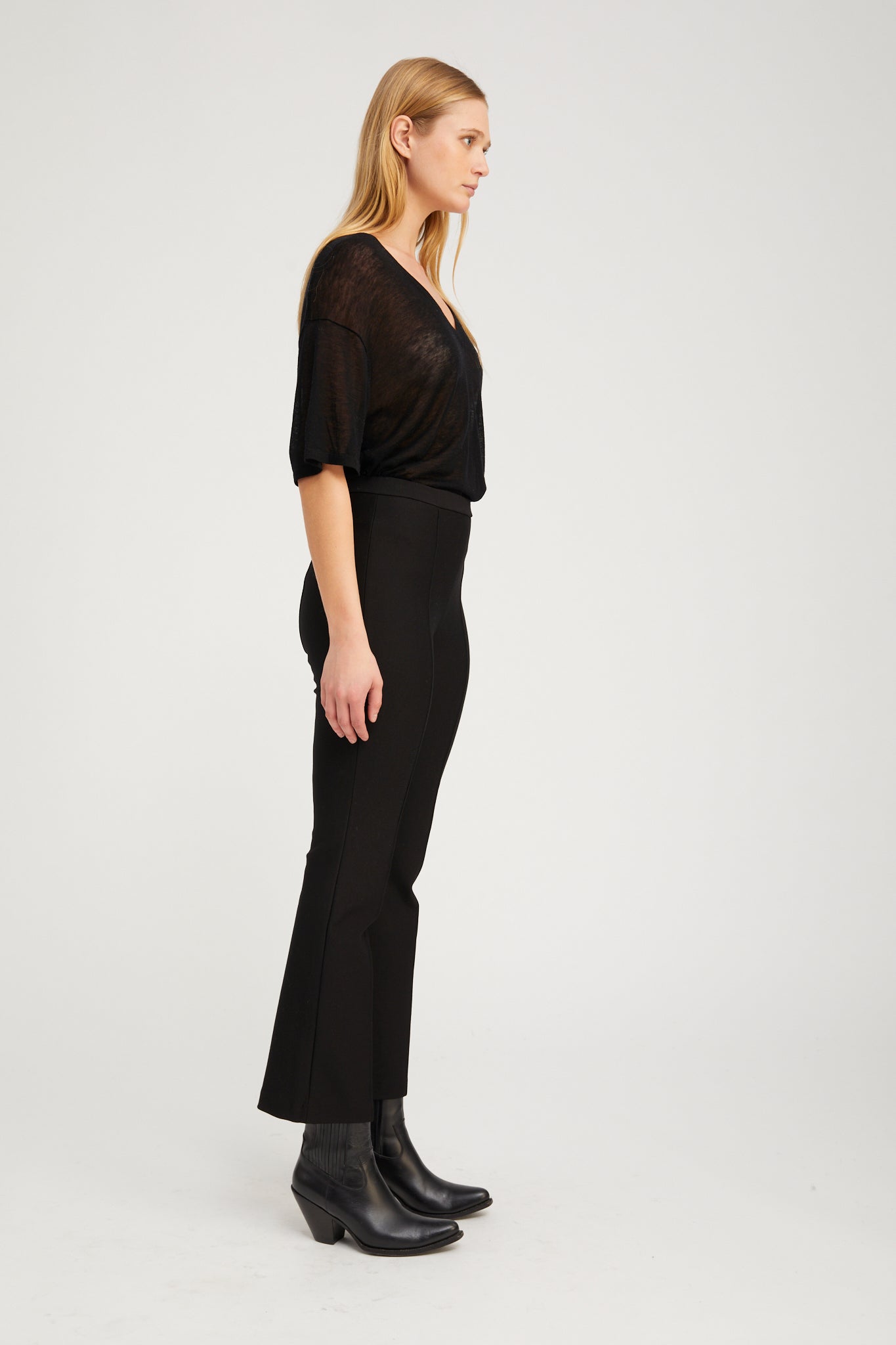 Black Casanova Ankle Flare Pintuck Pants