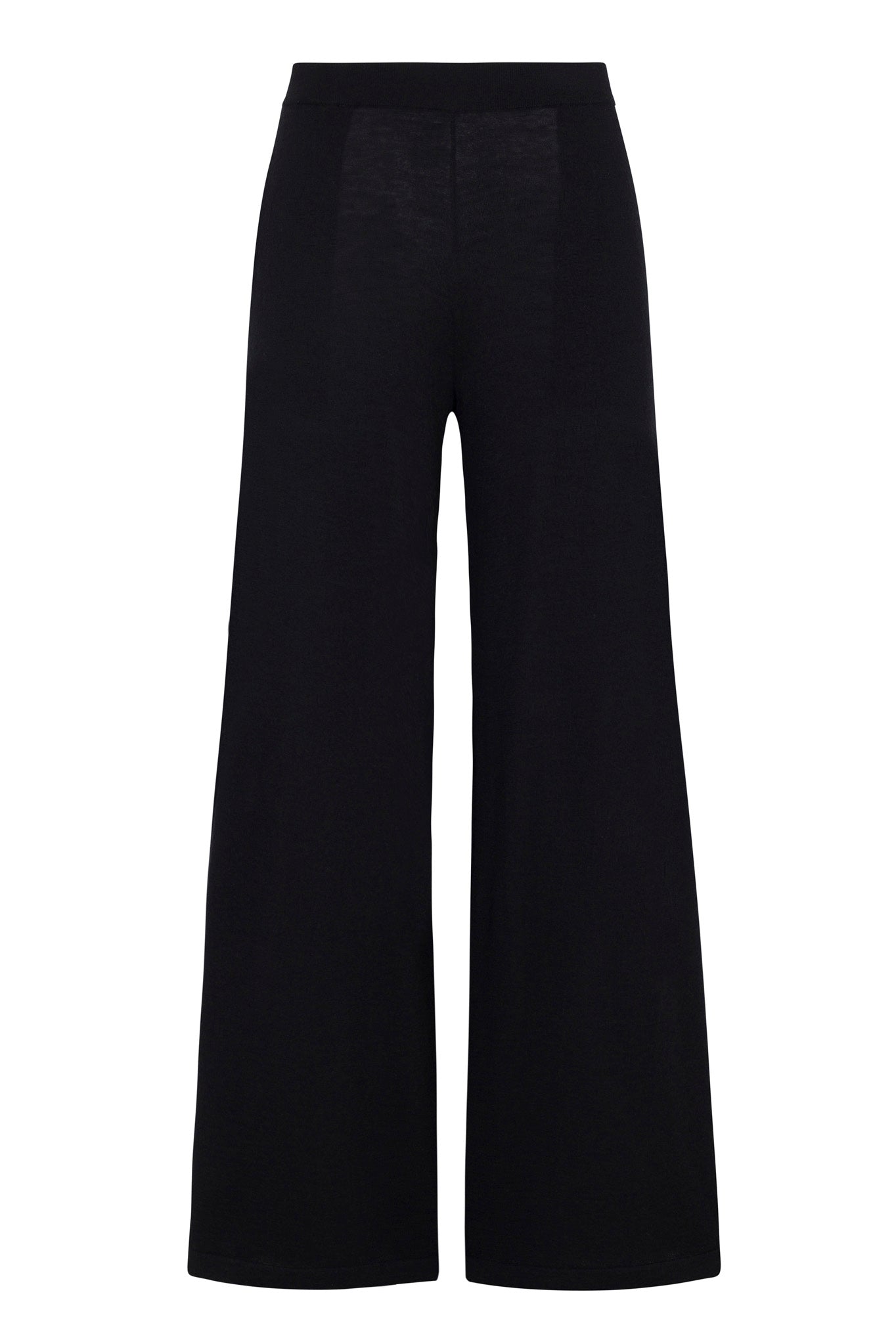 Black Ultra Fine Cashmere Wide Leg Pants