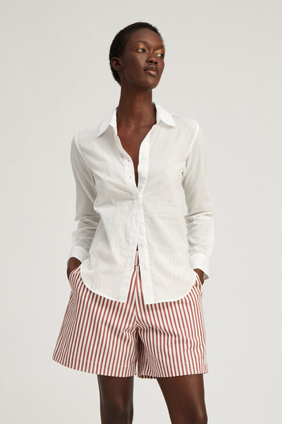 White Voile Fitted Button Down