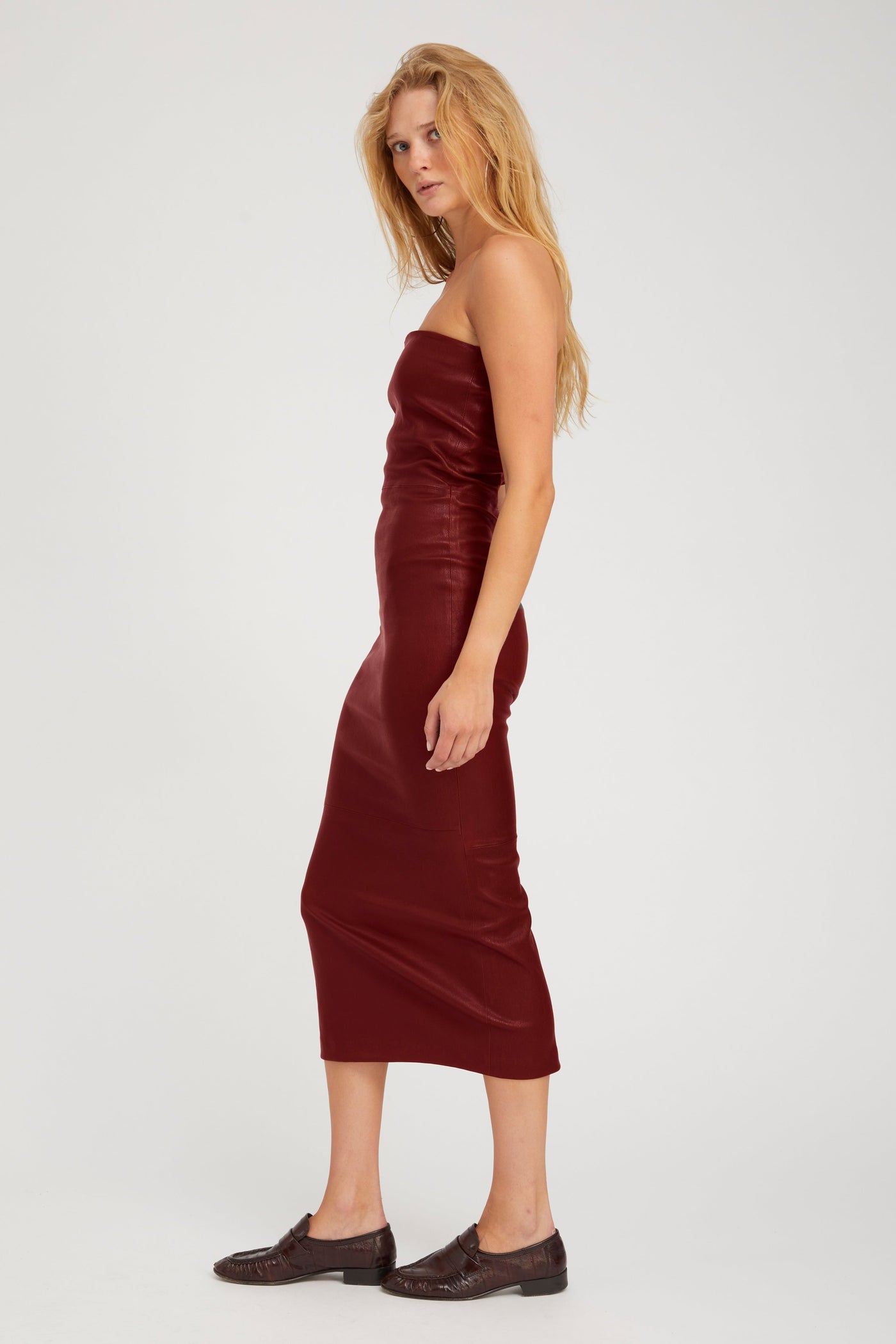 Cherry Leather Tube Dress