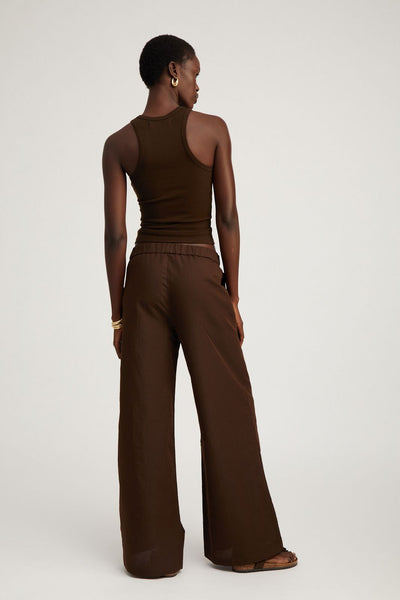 Americano Linen Wide Leg Pintuck Trousers