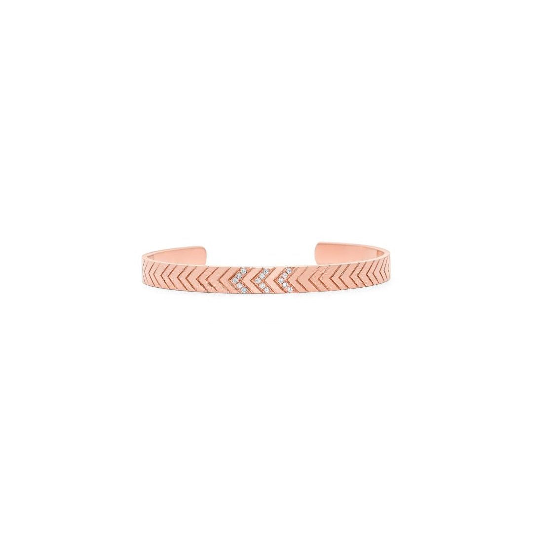 Rose Gold Tri-Diamond Chevron Cuff