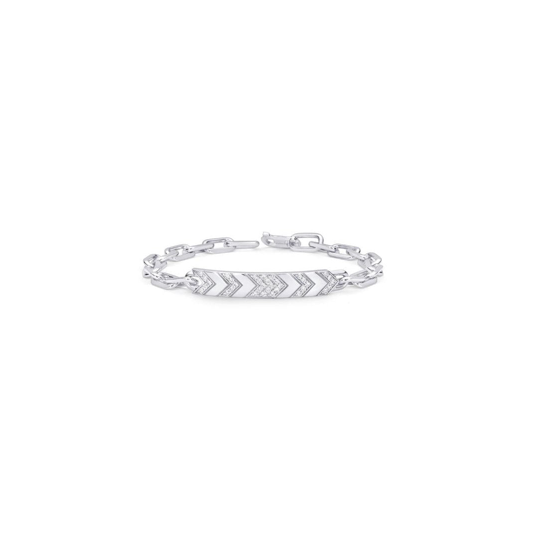 White Gold Diamond Chevron Chain Bracelet